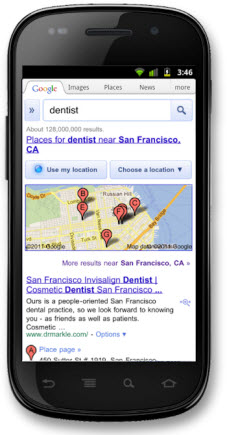 Example Google Local Mobile Search