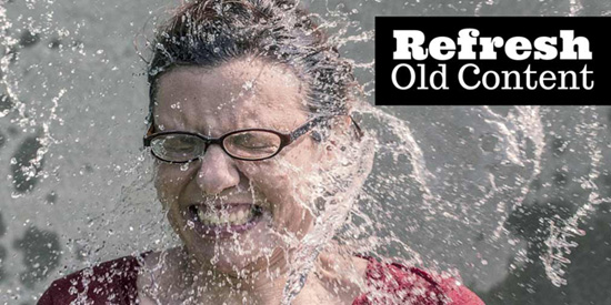 Graphic showing Woman getting Drenched with Water and the Tagline Refreshing Content