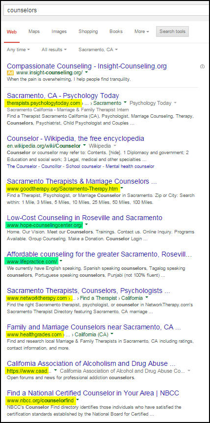 Directories in search results