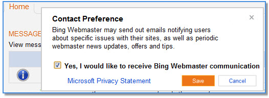 Bing Contact Preferences