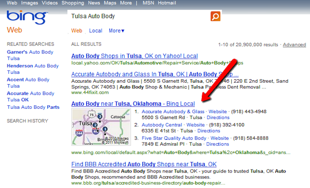 Bing Testing New Local Results ·